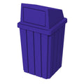 32 Gallon Square Slatted 100% Recycled Plastic Heavy-Duty Commercial Outdoor or Indoor Trash Can with Push Top Lid | Great for Schools and Businesses - Blue