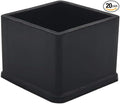 Flyshop Non-Slip Thick Rubber Leg Tips Floor Protectors Square Chair Leg Caps 20pcs, Black, 35 mm x 35 mm, 1-3/8" x 1-3/8"