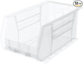 Akro-Mils 30240 AkroBins Plastic Storage Bins, Space-Saving Stackable Bins for Garage, Pantry, Craft Organization, 15-Inch x 8-Inch x 7-Inch, Clear, 12-Pack