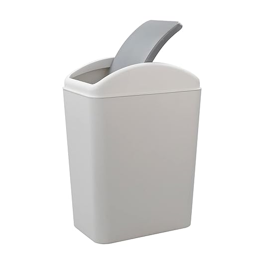 4.5 Gallon Plastic Waste Can, Garbage Can with Swing Lid, Trash Can, 1 Pack (Grey)