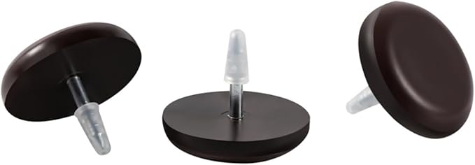 Furniture Glides Sliders-Furnigear PTFE (Teflon) Chair Leg Movers Sliders for Carpet and Hardwood Surface - Move Your Furniture Easily & Safely - Best Floor Protector (1-1/4", Brown-24pack)