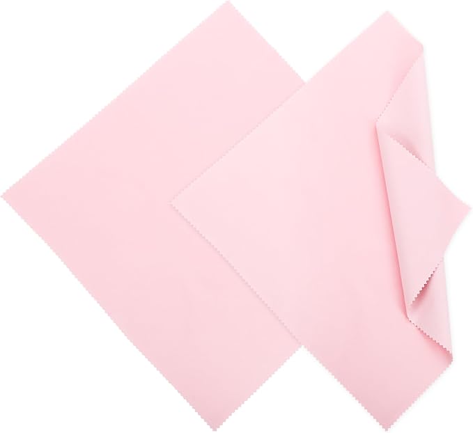 MECCANIXITY Jewelry Polishing Cloth 11.8x11.8 Inch Silver Polish Cleaning Cloths Jewelry Cleaner for Gold, Rings, Necklaces, Diamond, Bracelets, Pack of 2 (Pink）
