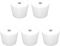 Labasics 5-Pack 9# Single-Hole Silicone Stoppers, White Tapered Lab Seal Stoppers with 0.31" Hole, Durable and Reusable Silicone Plugs for Laboratory Glassware, Airtight Sealing, and Experiments