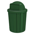 42 Gallon Slatted Circle 100% Recycled Plastic Commercial Outdoor and Indoor Trash Can with Push Open Dome Lid and Internal Liner | Great for Schools and Businesses - Green