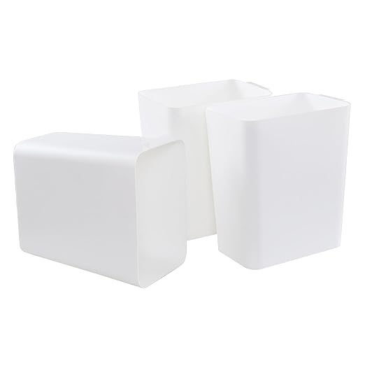 3-Pack 4.5 Gallon Trash Can, Waste Bin for Under Desk, Kitchen, Home, Office, White