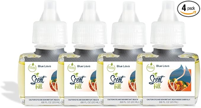 Scent Fill Blue Lava Plug in Air Freshener, 4 Scented Oil Refills
