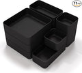 11-Piece Stackable Drawer Organizer Set, Multi-size Desk Drawer Organizer Trays Vanity Storage Bins for Storing Makeup, Stationery, Utensils in Bathroom Dresser, Office and Kitchen