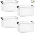 Superio Clear Storage Boxes with Lids, 49 Quart Plastic Container Bins for Organizing, Stackable Crates, BPA Free, Non Toxic, Odor Free, Organizers for Home, Office and Dorm, 4 Pack