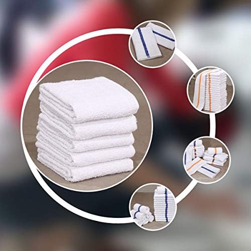 60 PC New Cotton Blend White Restaurant Bar Mops Kitchen Towels (5 Dozen) (60, Gold Stripe)