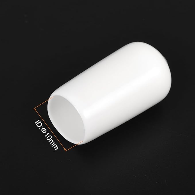 uxcell 20pcs Rubber End Caps 10mm ID Vinyl Round End Cap Cover Screw Thread Protectors White
