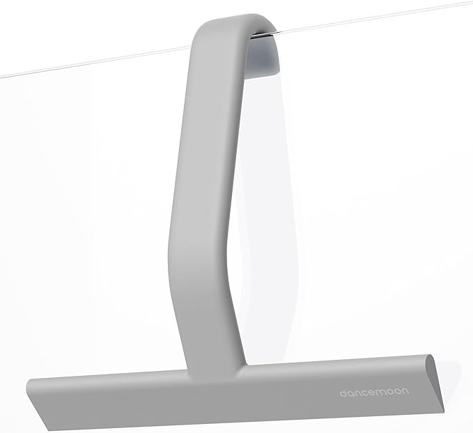 dancemoon JustHang Shower Squeegee for Glass Doors, All-One-Piece Silicone with Built-in Hook Design for Easy Hanging and Cleaning, 10 Inch Gray