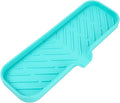 Silicone Bathroom Soap Dishes with Drain Spout-Bathroom and Kitchen Sink Organizer,Sponge Holder,Dish Soap Tray,Perfect for Dispenser,Scrubber,Bottle,Cup on Sink or Counter-Mint 12"×4"