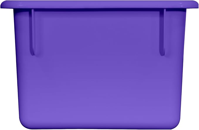 Wood Designs Cubby Storage Bin, Heavy Duty Plastic Containers for Kids Purple Cubby Tray Set of 12