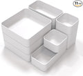 11-Piece Stackable Drawer Organizer Set, Multi-size Desk Drawer Organizer Trays Vanity Storage Bins for Storing Makeup, Stationery, Utensils in Bathroom Dresser, Office and Kitchen