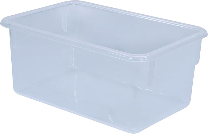 Wood Designs Cubby Storage Bin, Heavy Duty Plastic Containers for Kids Translucent Clear Cubby Tray Set of 10
