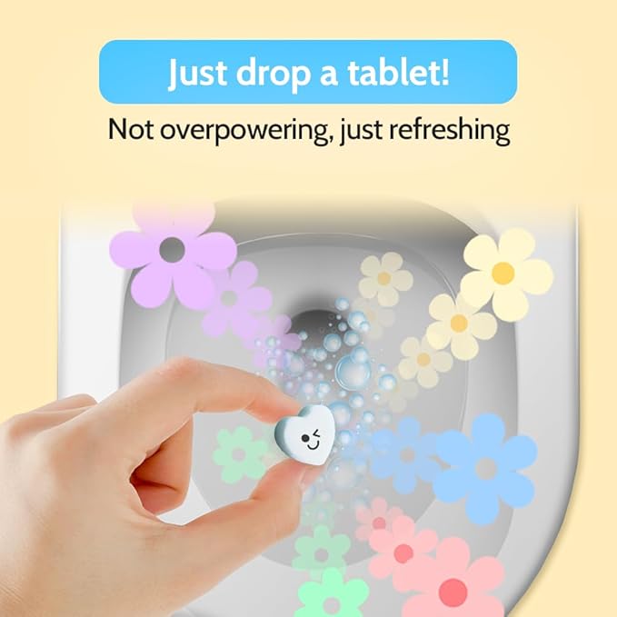 Effervescent Bathroom Air Freshener - Floral Lavender - Toilet Deodorizer, Bathroom Odor Eliminator, Flushable Air Freshener Toilet Tablets, 2 Pack (60 Tablets)
