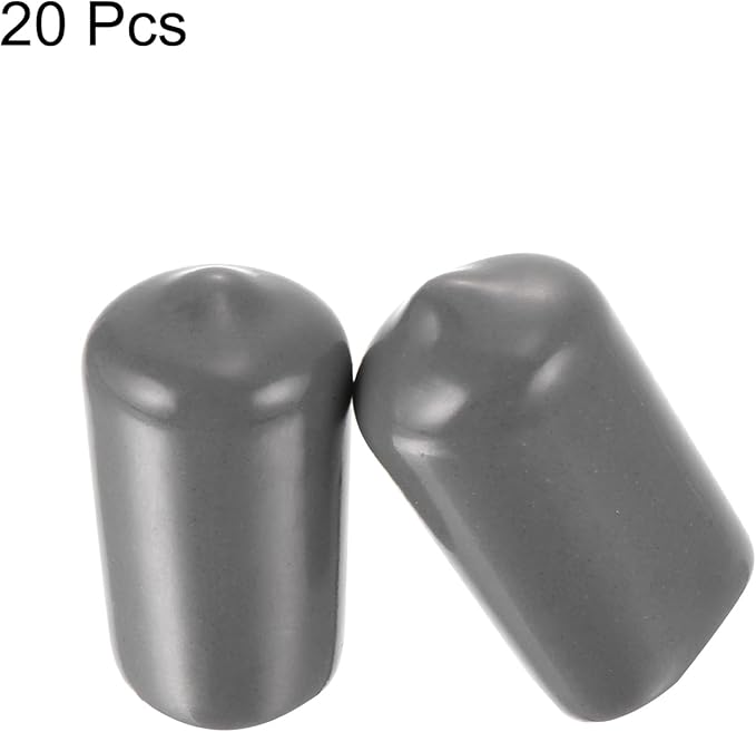 uxcell 20pcs Rubber End Caps 13mm ID Vinyl PVC Round Tube Bolt Cap Cover Screw Thread Protectors Dark Grey