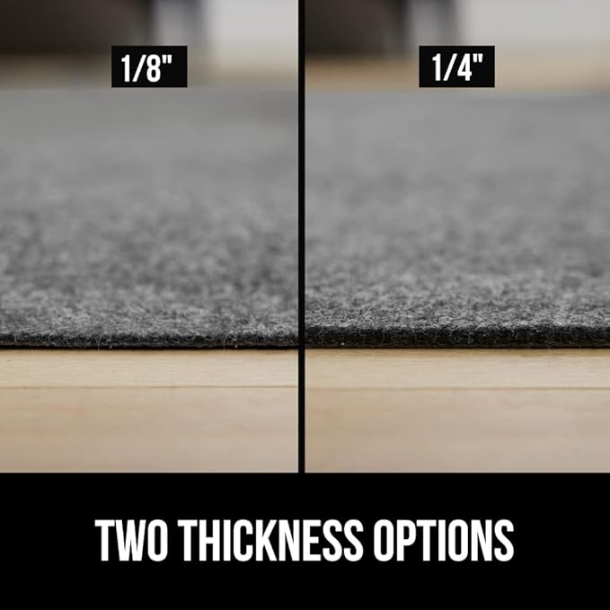 GORILLA GRIP Felt and Natural Rubber Stay in Place Slip Resistant Rug Pad, 1/8in Thick, 6x9 FT Protective Padding Under Area Rugs, Cushioned Gripper Pads, Carpet Runners, Hardwood Floors Protection