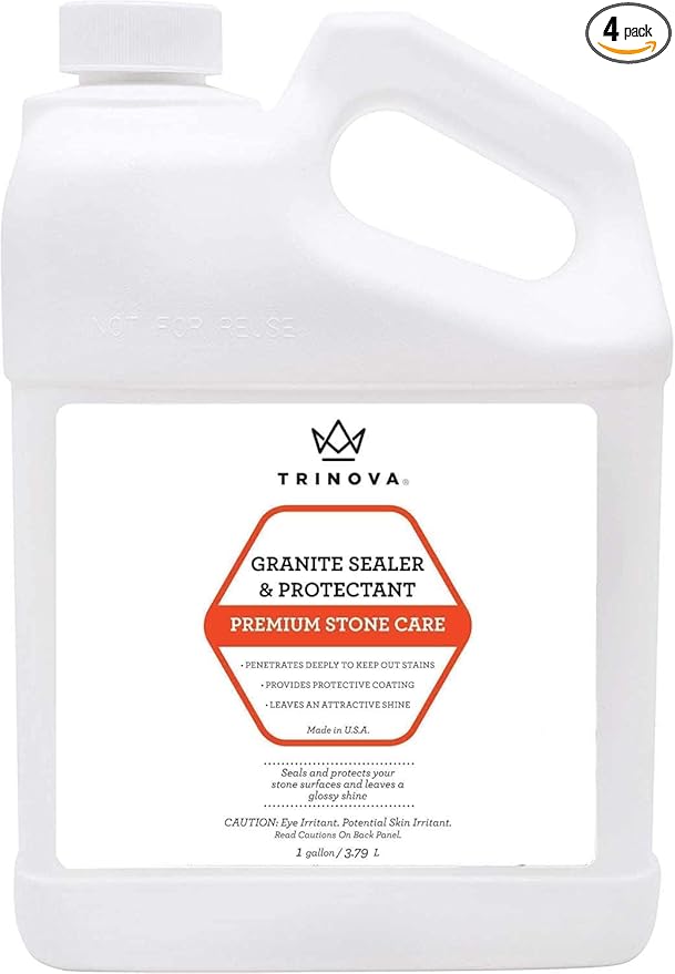 TriNova Granite Sealer & Protector Gallon Refill- Made in USA, Best Stone Polish, Protectant & Care Product - Easy Maintenance for Clean Countertop Surface, Marble, Tile