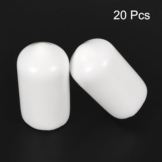 uxcell 20pcs Rubber End Caps 9mm ID Vinyl Round End Cap Cover Screw Thread Protectors White