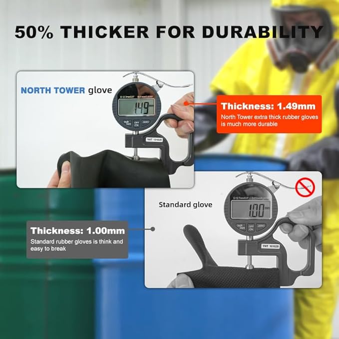 Heavy-Duty Latex Chemical Resistant Gloves - Reusable Long Rubber Dishwashing Gloves with Forearm Protection for Men - Waterproof, Industrial Safety Gear, Acid & Alkali Resistant, Oil-Proof,14“，1 Pair