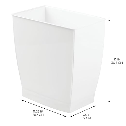 iDesign Small Rectangular Bathroom Trash Cans - Set of 4 - White