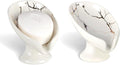 Soap Dish Set, Self Draining Bar Soap Holder for Bathroom Sink, Leaf Shaped Drainage Ceramic White Marble Porcelain Soap Dishes, Kitchen Decorative Soap Dish 2PACK, ANTIS'S HOME