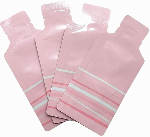 100 Pack 1.97x4.3 inch Heat Seal Sample Mylar Packets for Portable Travel Toiletries Empty Disposable Liquid Shampoo Pouch Single Serving Coffee Powder Condiments Food Storage (Pink)