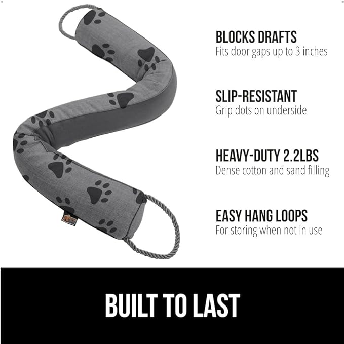 GORILLA GRIP Door Draft Stopper for Bottom of Doors, Weather Stripping Seal Blocks Hot Air, Noise, Bugs, Keeps Cold AC in, Sound Proofing Easy Install Gap Filler, Home Essentials, 38 Inch, Paws