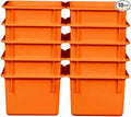 Wood Designs Cubby Storage Bin, Heavy Duty Plastic Containers for Kids Orange Cubby Tray Set of 10