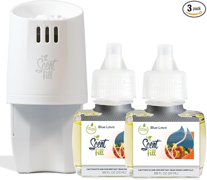Scent Fill Blue Lava Plug in Air Freshener, Scented Oil Refills, 2 Refills + Diffuser