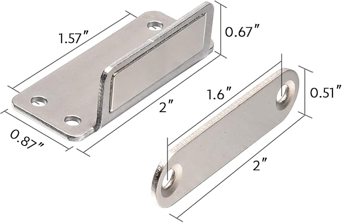 Mousike Double Magnetic Door Catch，60lb Stainless Steel Cabinet Door Magnets with Strong Magnetic for Kitchen Cupboard Wardrobe Closet Cabinet Door Drawer Latch (8Pack)