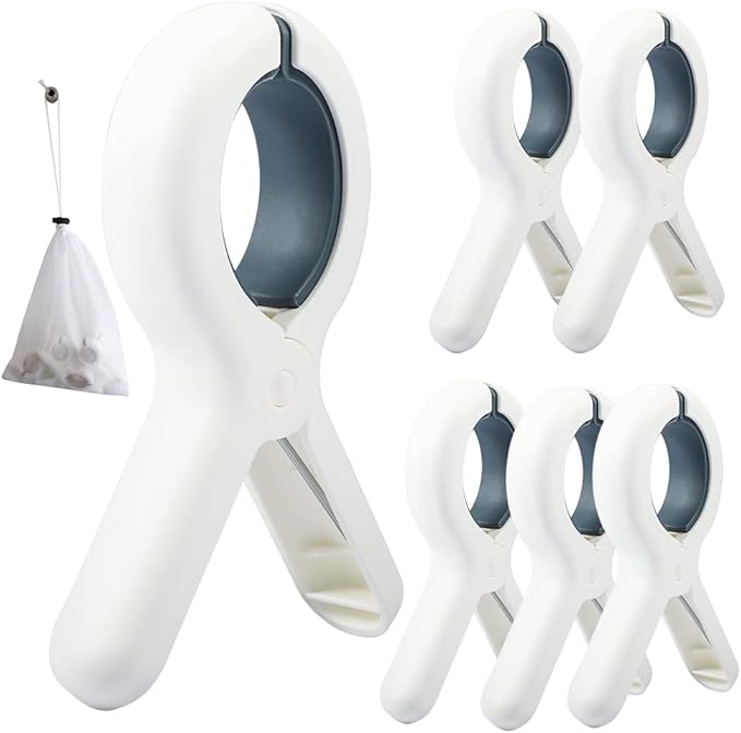 Beach Towel Clip,6 PCS Large Cloth Pins, Quilt Drying Clip, Plastic Clothespins, Strong Grip Holder to Dry Laundry on Clothesline and Hanging Rack