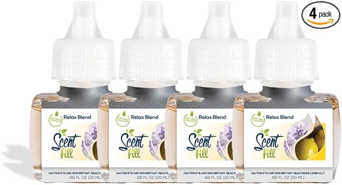 Scent Fill Relax Blend Plug in Air Freshener, 4 Scented Oil Refills