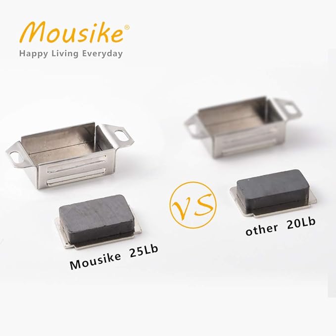 Mousike Cabinet Magnets 30lb Stainless Steel Magnetic Door Catch with Strong Magnetic for Kitchen Cupboard Wardrobe Closet Cabinet Door Drawer Latch(2.1"(Silver 4 Pack))