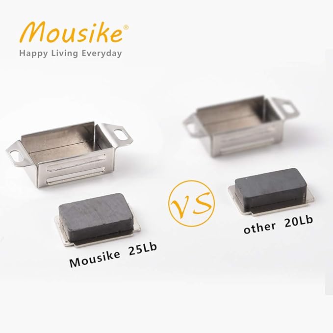 Mousike Cabinet Magnets 30lb Stainless Steel Magnetic Door Catch with Strong Magnetic for Kitchen Cupboard Wardrobe Closet Cabinet Door Drawer Latch (2.1"(Silver 12 Pack))