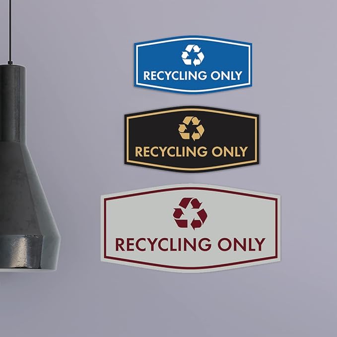 Fancy Recycling Only Sign (Black/Silver) - Small