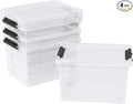 Zopnny 24 Quart Clear Plastic Storage Bin with Lid, Stackable Organizer Latch Box Tote for Home, Garage, School, and Office, 4-Pack