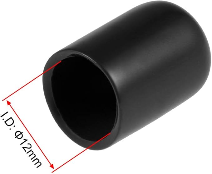 uxcell 20pcs Rubber End Caps 12mm ID Vinyl Round Tube Bolt Cap Cover Thread Protectors Black