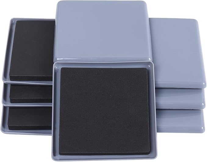 Ezprotekt 8 Pack Reusable Large Furniture Movers Sliders for Carpet, 5" Square Furniture Moving Pads, Carpet Sliders for Heavy Duty Sofa Bed Fridge, Move Items Quickly and Easily (Light Blue)