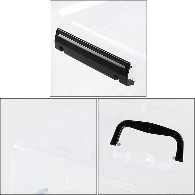 18 L Clear Latch Storage Bins with Handle, 4 Pack Plastic Storage Box with Lids