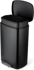 13.2 Gal Kitchen Trash Can, 50L Recycling or Garbage Bin, Brushed Stainless Steel Waste Basket, Soft&Quiet Close Dustbin, with Step-On Pedal, Removable Inner Bucket, for Home, Office, LIving Room