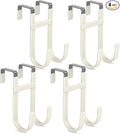 FYY Over The Door Hooks - 4 Pack Heavy Duty Dual-Hook Organizer Hanger with Non-Slip Rubber for Towels, Clothes, Hats & Bags Use in Bathroom, Bedroom, Kitchen - Fits Interior Doors Up to 1 3/8" Beige