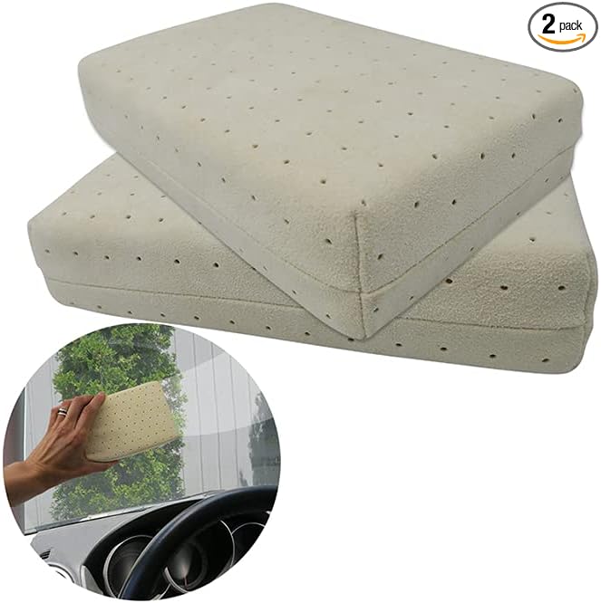 Evelots Car Windshield Cleaner Chamois, 2 Pack, Window Glass Defogger Sponge, Beige