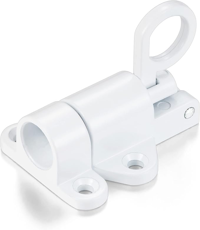 3 Packs Self-Closing Latches，White Spring Door Lock，Resilient Bolt Latch Aluminum Alloy Safety Automatic Spring Barrel Slide Door Lock with Screws,Used for Gate,Window and Cabinet etc