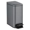 TIPGO Slim Bathroom Trash Can with Lid Soft Close, 6 Liter / 1.6 Gallon Stainless Steel Garbage Can with Removable Inner Bucket, Step Pedal, Small Trash Cans for Bedroom, Office, Kitchen (Grey)
