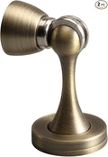 YAGU Magnetic Door Stopper 2 Pack, Zinc Alloy Brushed Bronze Door Stops Door Catch Holder Wall Floor Mounted, Magnet Metal Soft-Catch