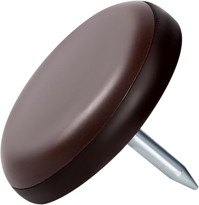 Furniture Glides Sliders-Furnigear PTFE (Teflon) Chair Leg Movers Sliders for Carpet and Hardwood Surface - Move Your Furniture Easy & Safely - Best Floor Protector (1 inch/Nail, Brown-40pack)