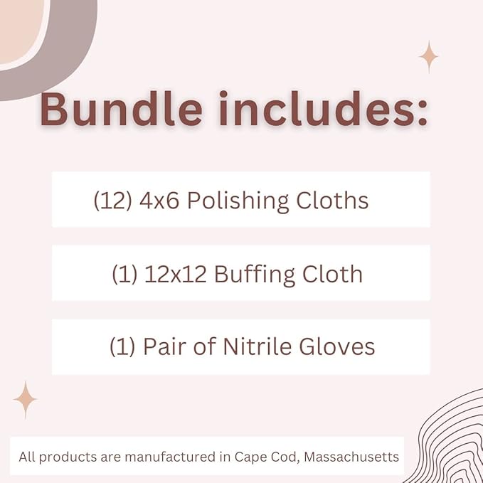 Cape Cod Polishing Metal Tin Bundle for Fine Metals | (12) 4X6 Polishing Cloths | (1) 12x12 Buffing Cloth | (1) Pair of Nitrile Gloves