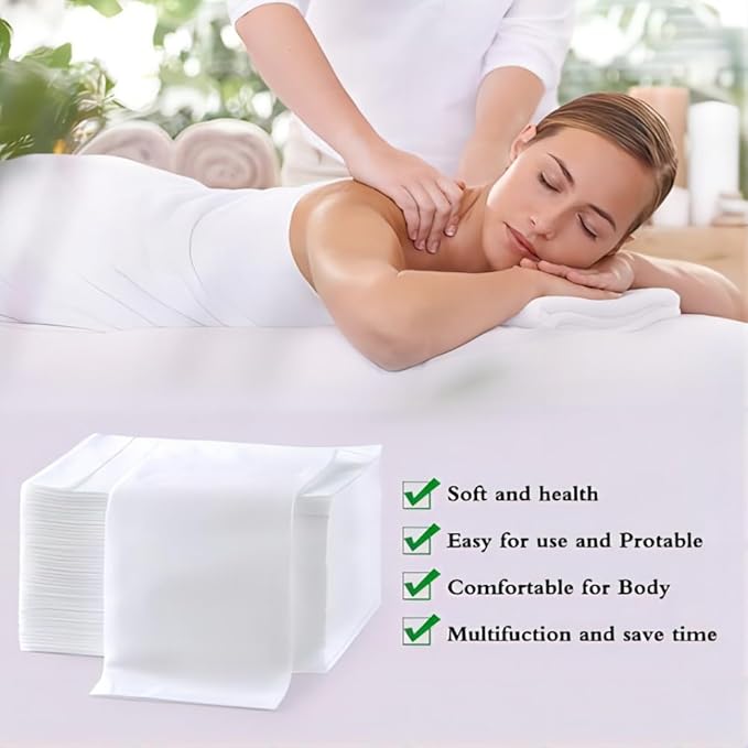 50Pcs Disposable Massage Table Sheets 31.5" x 71" Non-Woven Fabric Bed Covers for Ultimate Hygiene and Comfort in Massage, Tattoo, and Spa Treatments, Breathable and Durable Sheets(White)